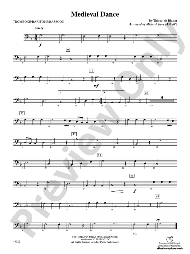 Medieval Dance 1st Trombone 1st Trombone Part Digital Sheet Music