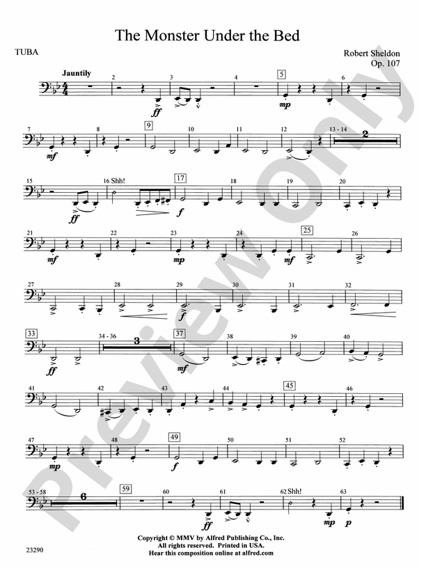 The Monster Under the Bed Tuba Tuba Part Digital Sheet Music Download
