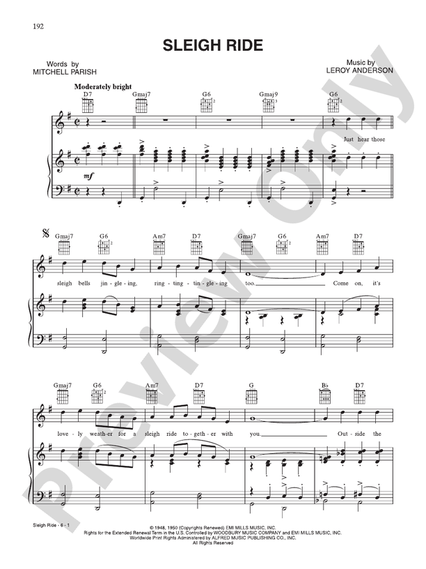 Sleigh Ride Piano/Vocal/Chords Leroy Anderson Digital Sheet Music