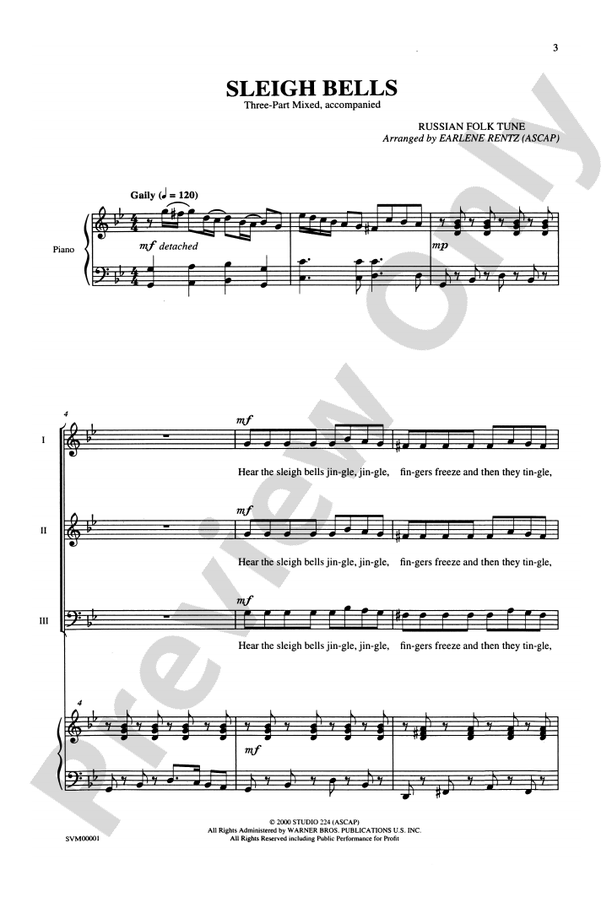 Sleigh Bells 3Part Mixed Choral Octavo Digital Sheet Music Download