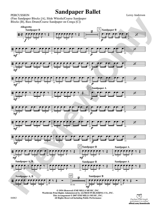 Sandpaper Ballet 1st Percussion 1st Percussion Part Digital Sheet