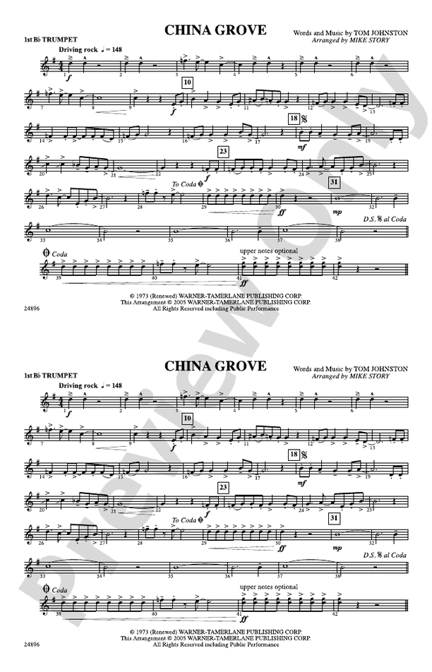 China Grove 1st Bflat Trumpet 1st Bflat Trumpet Part Digital