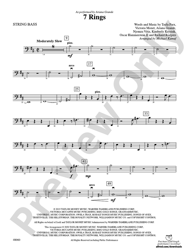 7 Rings String Bass String Bass Part Digital Sheet Music Download