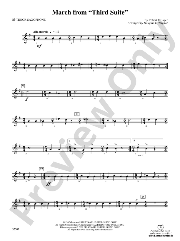 March from "Third Suite" Bflat Tenor Saxophone Bflat Tenor