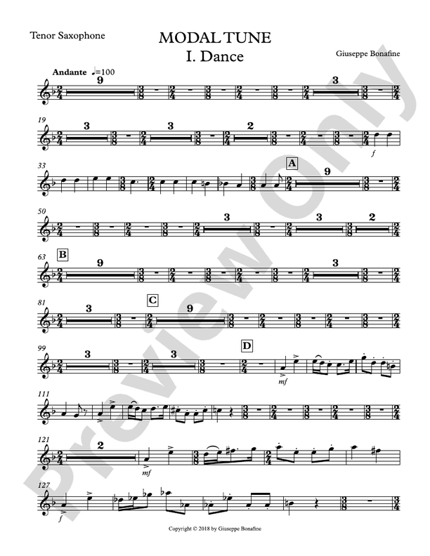 Modal Tune Bflat Tenor Saxophone Bflat Tenor Saxophone Part