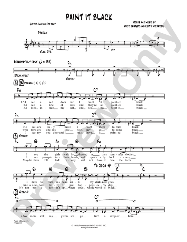Paint It, Black Guitar The Rolling Stones Digital Sheet Music Download