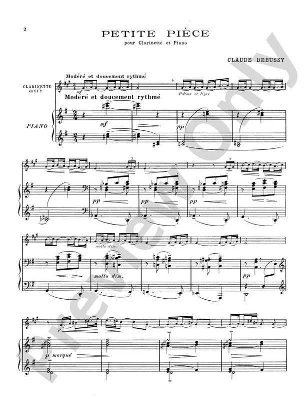 Debussy Petite Pièce and Prèmiere Rhapsodie Part(s) Claude Debussy Digital Sheet