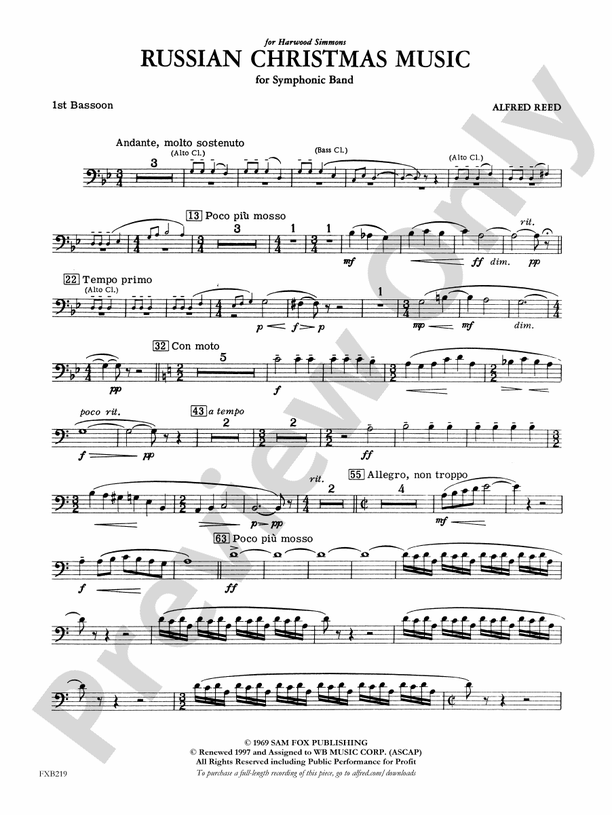 Russian Christmas Music Bassoon Bassoon Part Digital Sheet Music