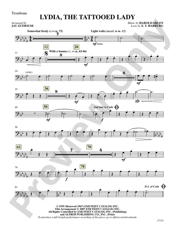 Lydia, the Tattooed Lady 1st Trombone 1st Trombone Part Digital