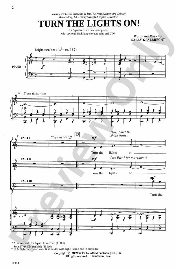 Turn the Lights On! 3Part Mixed (with Opt. Flashlight Choreography