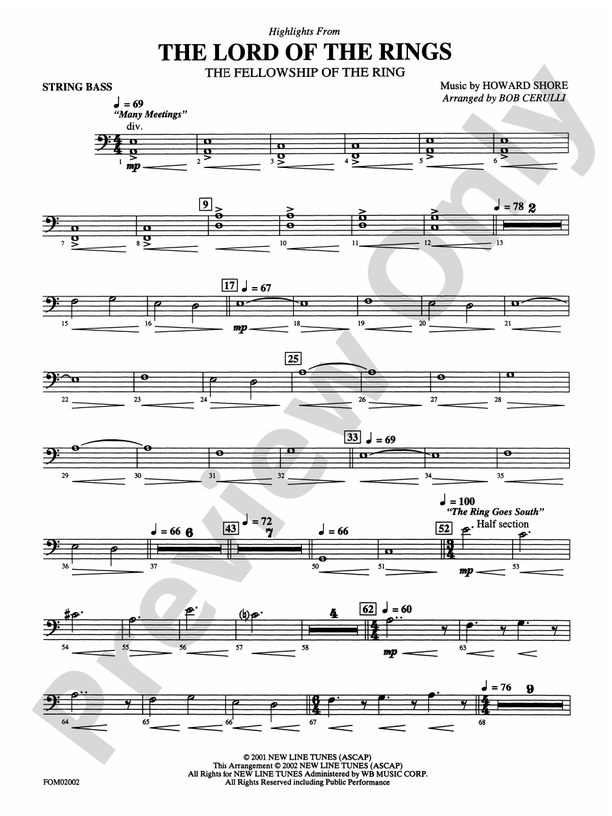 The Lord of the Rings The Fellowship of the Ring String Bass String