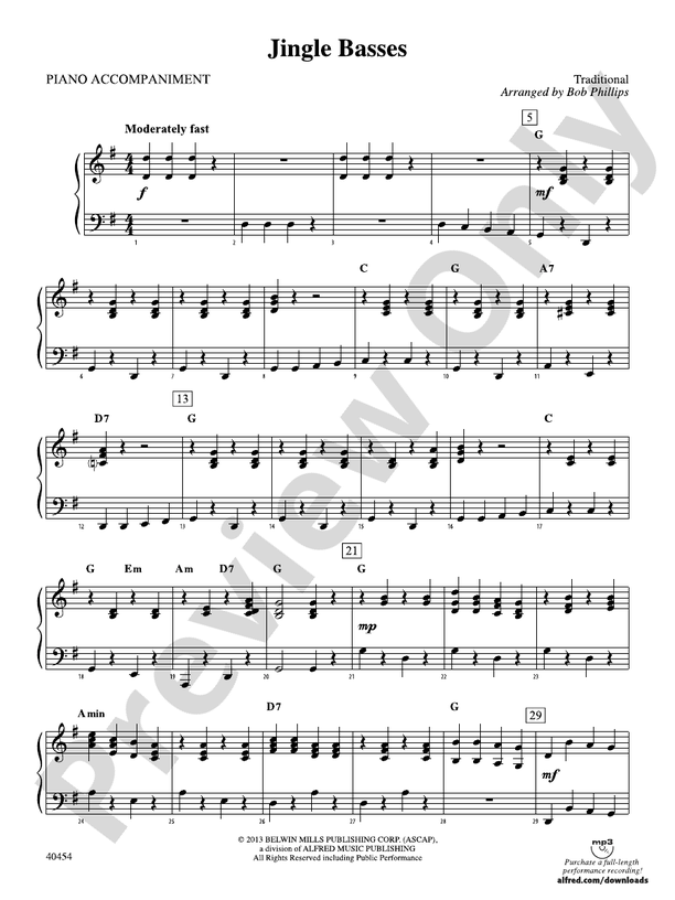 Jingle Basses Piano Piano Part Digital