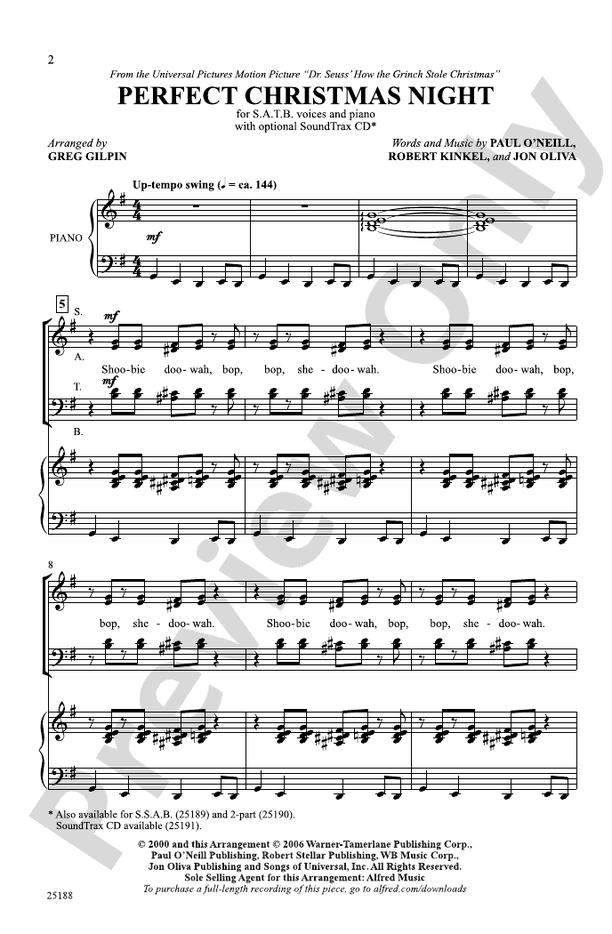 Perfect Christmas Night SATB Choral Octavo Paul O'Neill Digital Sheet Music Download