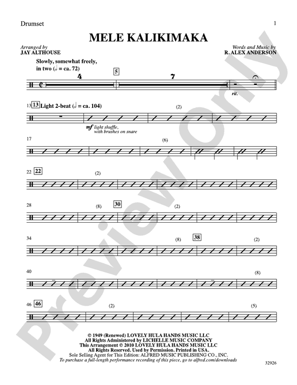 Mele Kalikimaka Drums Drums Part Digital Sheet Music Download