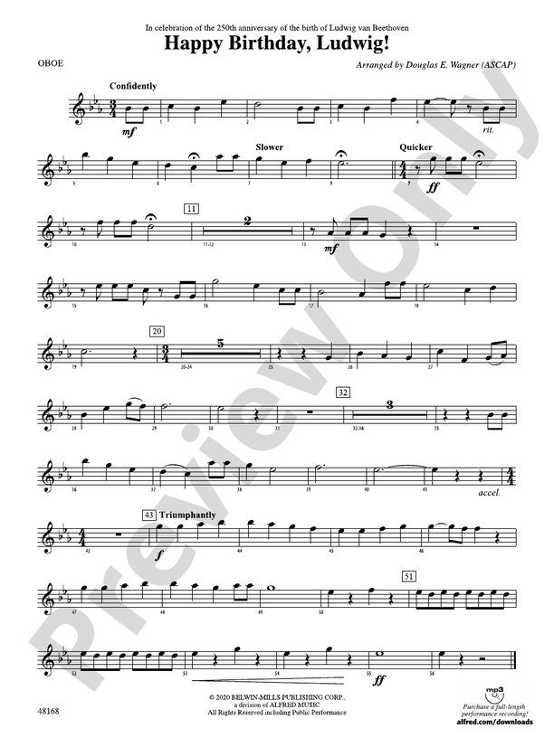 Happy Birthday, Ludwig Oboe Oboe Part Digital Sheet Music Download