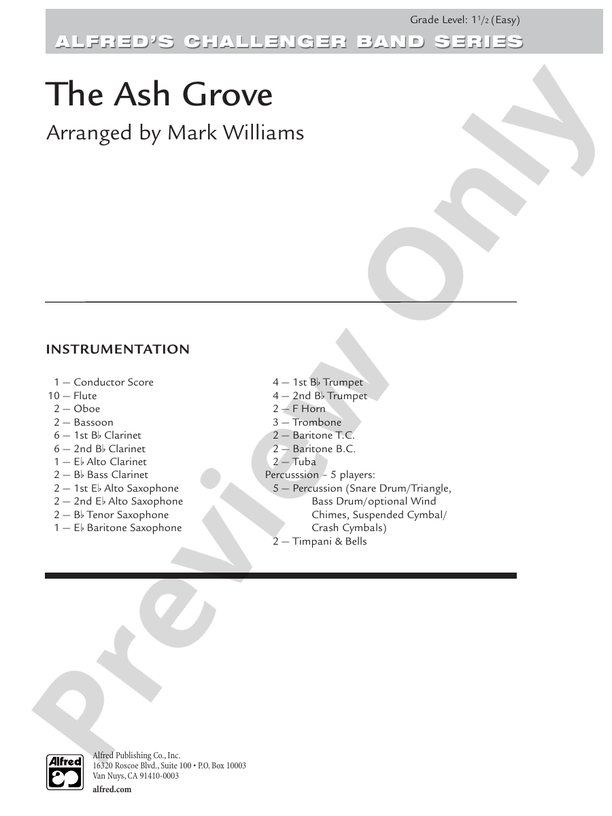 The Ash Grove Concert Band Conductor Score & Parts Digital Sheet