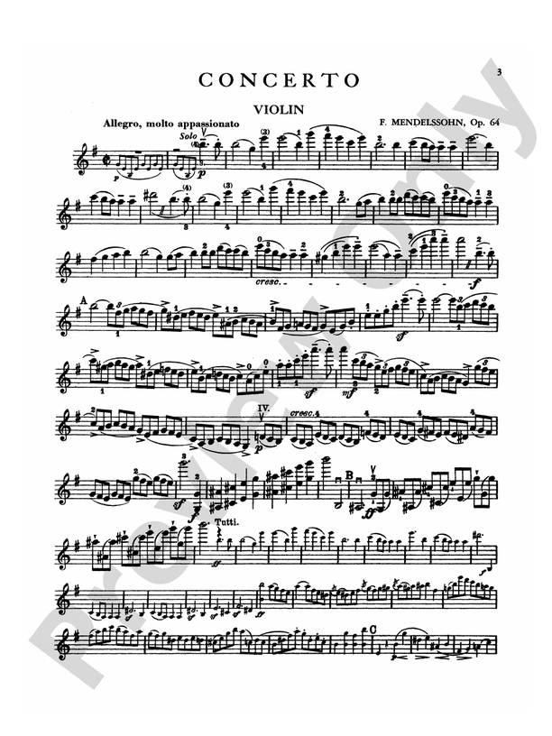 Mendelssohn Violin Concerto, Op. 64 (Arr. Carl Flesch) Violin Book Felix Mendelssohn