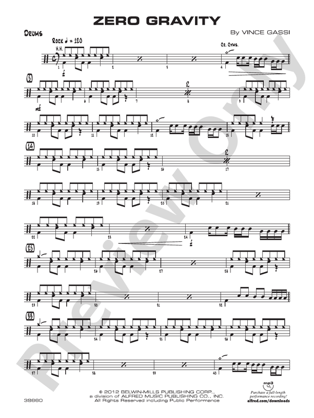 Zero Gravity Drums Drums Part Digital Sheet Music Download