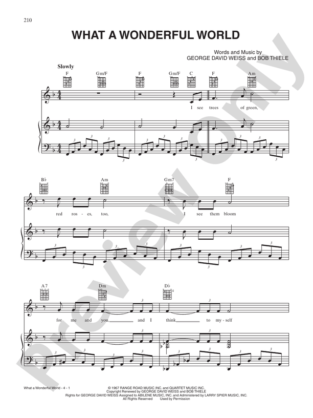 What a Wonderful World Piano/Vocal/Chords Louis Armstrong Digital