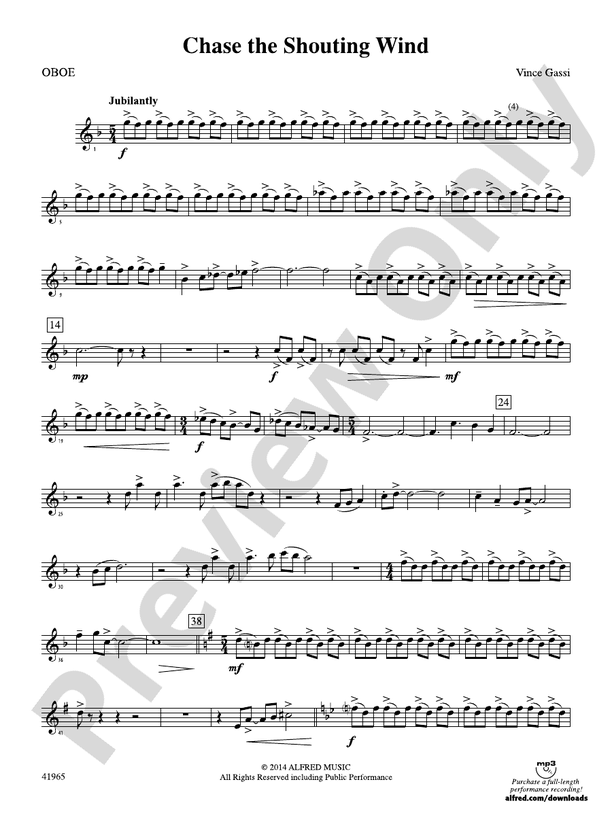 Chase the Shouting Wind Oboe Oboe Part Digital Sheet Music Download