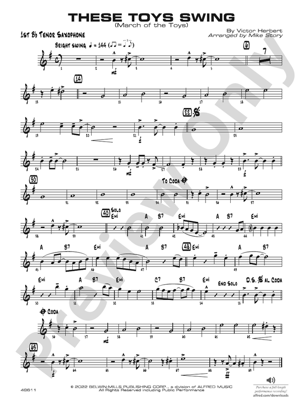 These Toys Swing Bflat Tenor Saxophone Bflat Tenor Saxophone Part