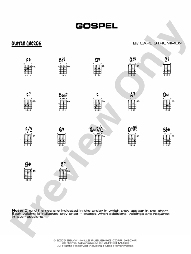 Gospel Guitar Chords Guitar Chords Part Digital Sheet Music Download