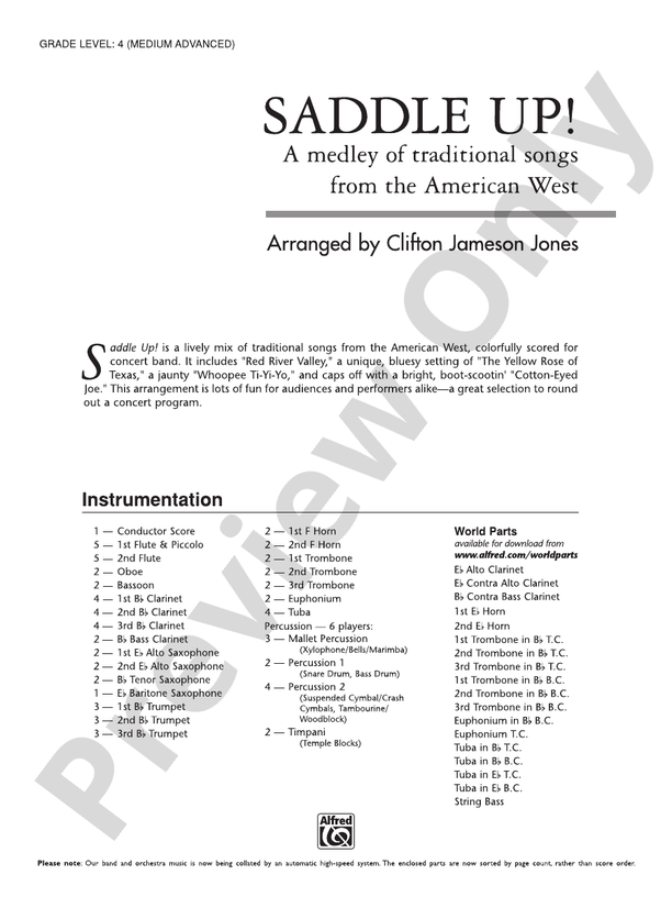 Saddle Up! Concert Band Conductor Score & Parts Clifton Jameson Jones