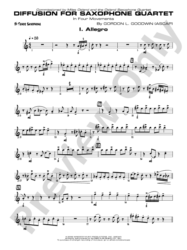 Diffusion for Sax Quartet Bflat Tenor Saxophone Bflat Tenor