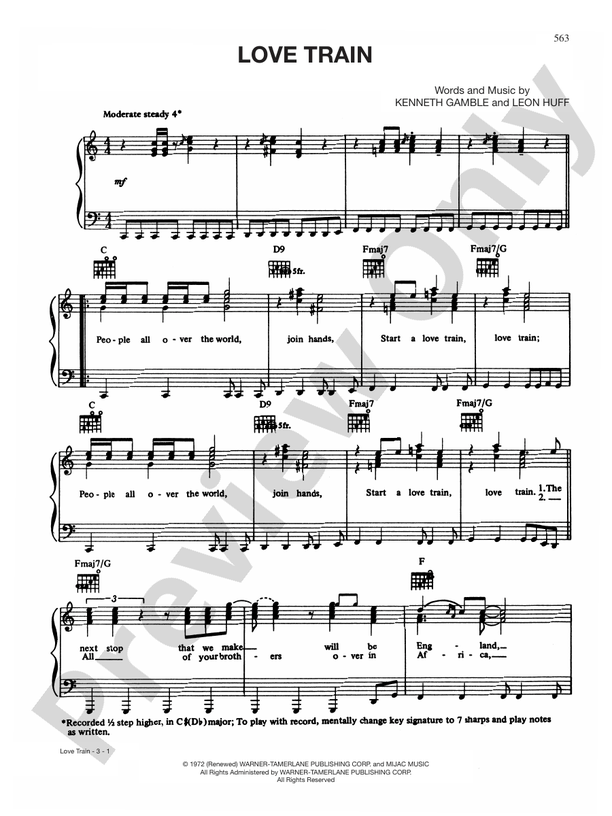 Love Train Piano/Vocal/Chords The O’Jays Digital Sheet Music Download