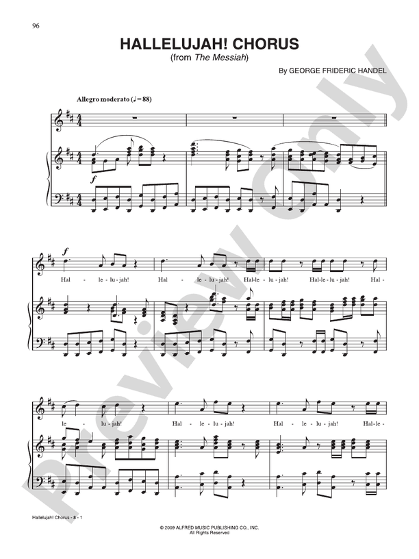 Hallelujah Chorus Piano/Vocal/Chords Frideric Handel Digital Sheet Music Download