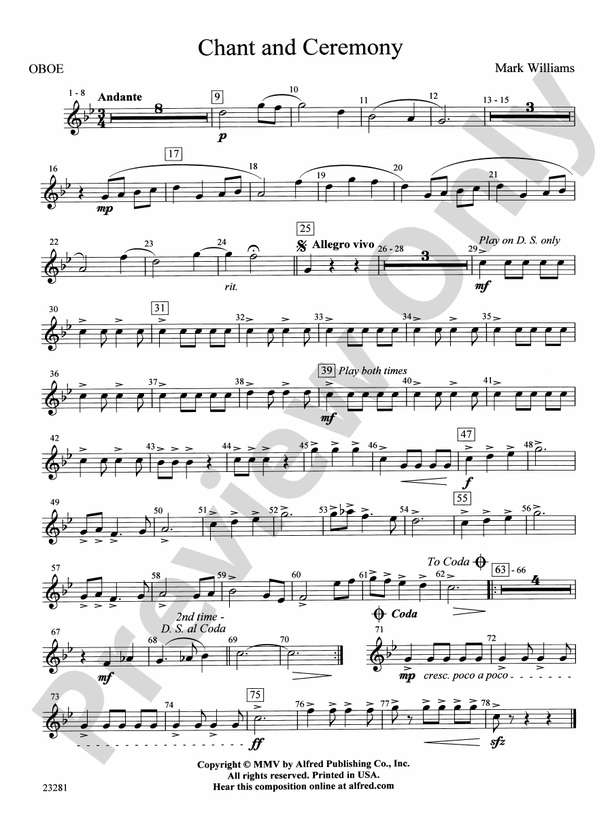 Chant and Ceremony Oboe Oboe Part Digital Sheet Music Download