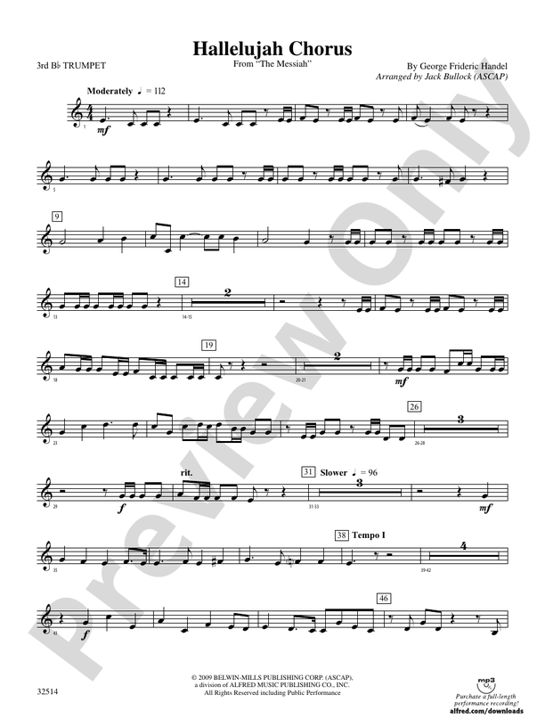 Hallelujah Chorus (From The Messiah) 3rd Bflat Trumpet 3rd Bflat