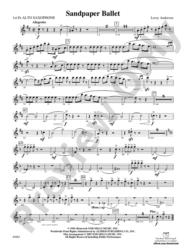 Sandpaper Ballet Eflat Alto Saxophone Eflat Alto Saxophone Part