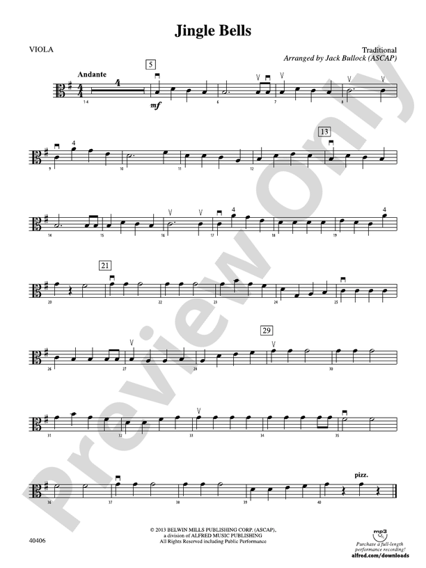 Jingle Bells Viola Viola Part Digital Sheet Music Download