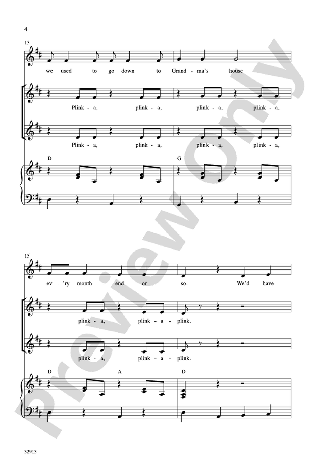 Grandma's Feather Bed 2Part Choral Octavo Jim Connor Digital Sheet