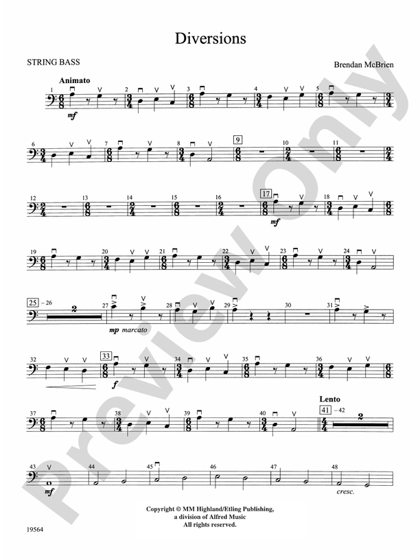 Diversions String Bass String Bass Part Digital Sheet Music Download