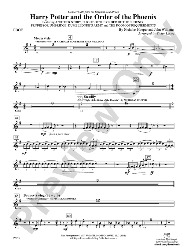 Harry Potter and the Order of the Phoenix, Concert Suite from Oboe