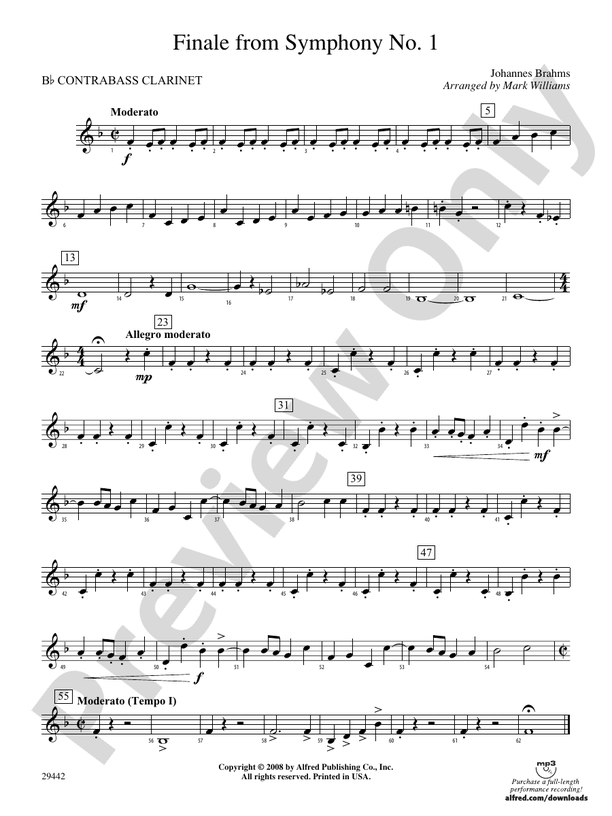 Finale from Brahms's Symphony No. 1 (wp) Bflat Contrabass