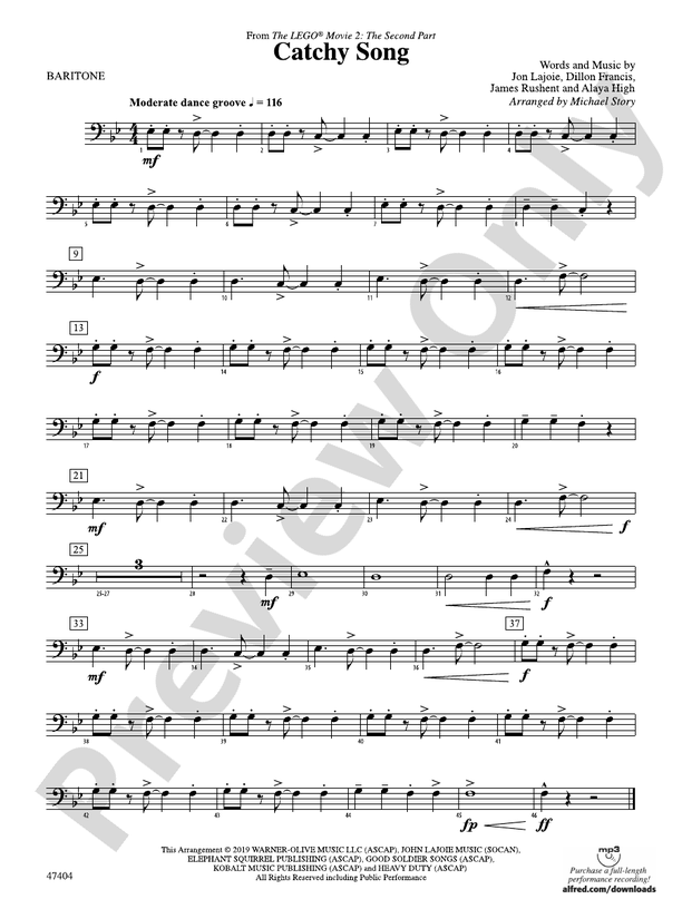 Catchy Song Baritone B.C. Baritone B.C. Part Digital Sheet Music