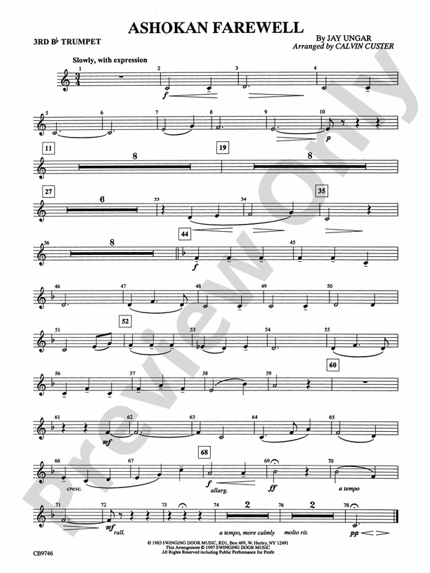 Ashokan Farewell (from The Civil War) 3rd Bflat Trumpet 3rd Bflat