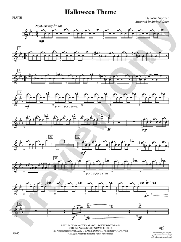 Halloween Theme Flute Flute Part Digital Sheet Music Download