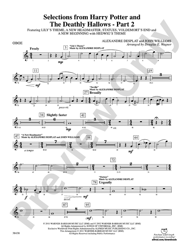 Harry Potter and the Deathly Hallows, Part 2, Selections from Oboe