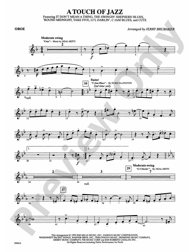 A Touch of Jazz Oboe Oboe Part Digital Sheet Music Download