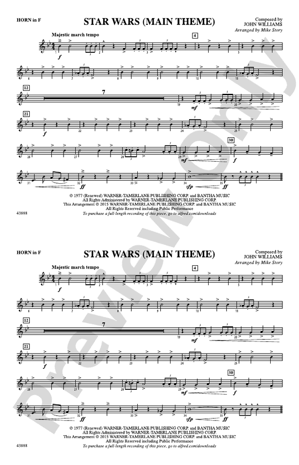 Star Wars (Main Theme) 1st F Horn 1st F Horn Part Digital Sheet