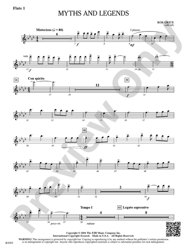 Myths and Legends Flute 1 Flute 1 Part Rob Grice Digital Sheet