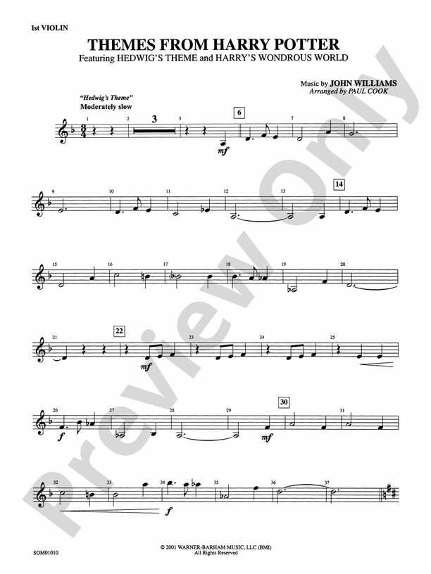 Harry Potter, Themes from 1st Violin 1st Violin Part Digital Sheet