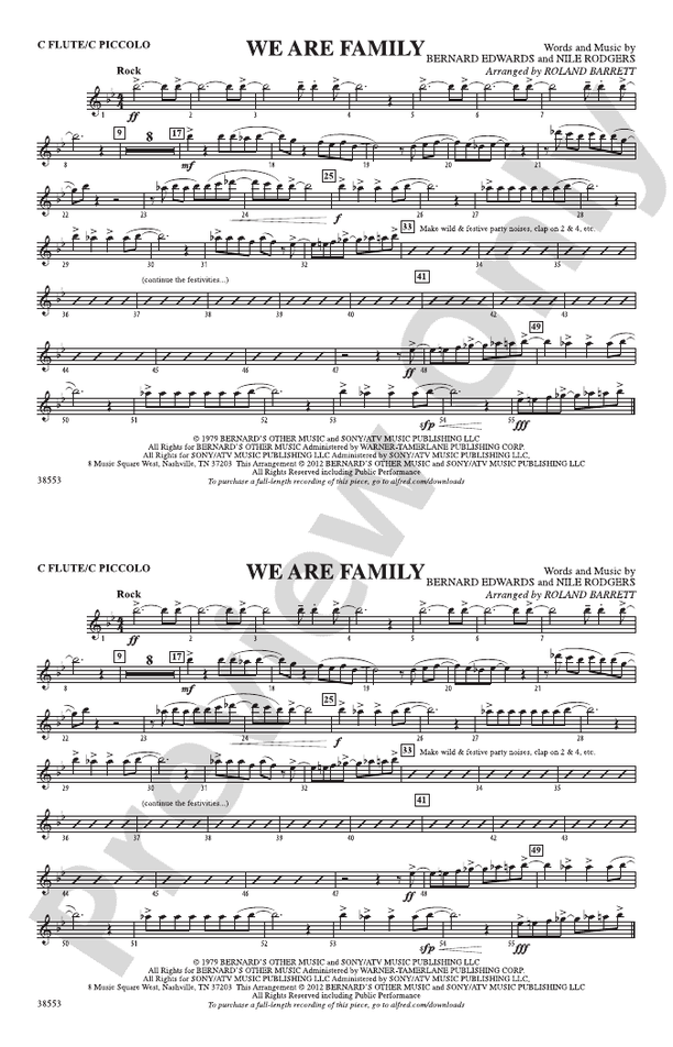We Are Family Flute Flute Part Digital Sheet Music Download