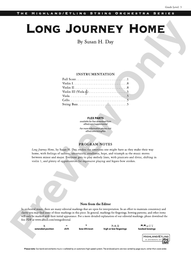 Long Journey Home Flexible String Ensemble Score & Parts Susan H. Day