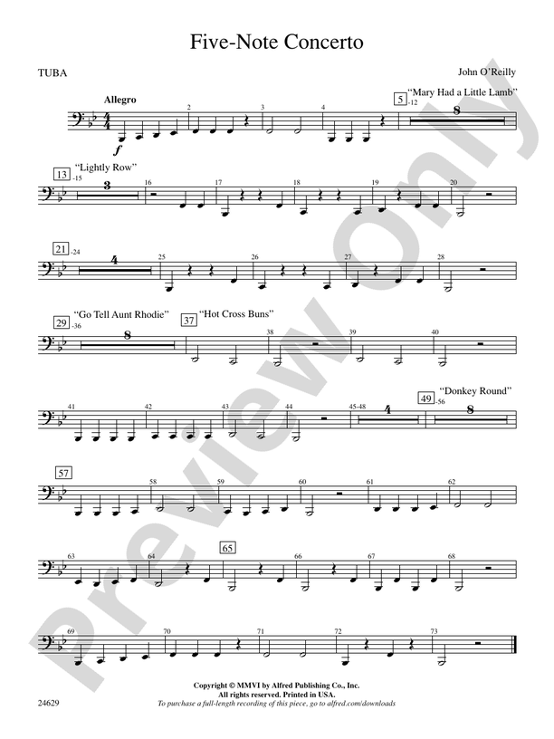 FiveNote Concerto Tuba Tuba Part Digital Sheet Music Download