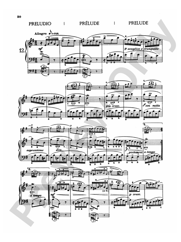 Bach Twenty Three Easy Pieces (Ed. Mugellini) 12. Prelude in E Minor